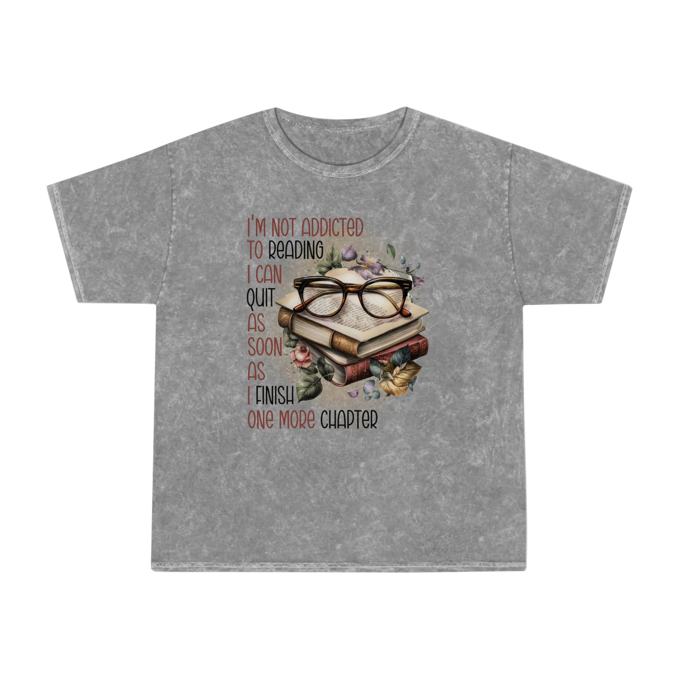 T-Shirt: Reading Addict - Unisex Mineral Wash