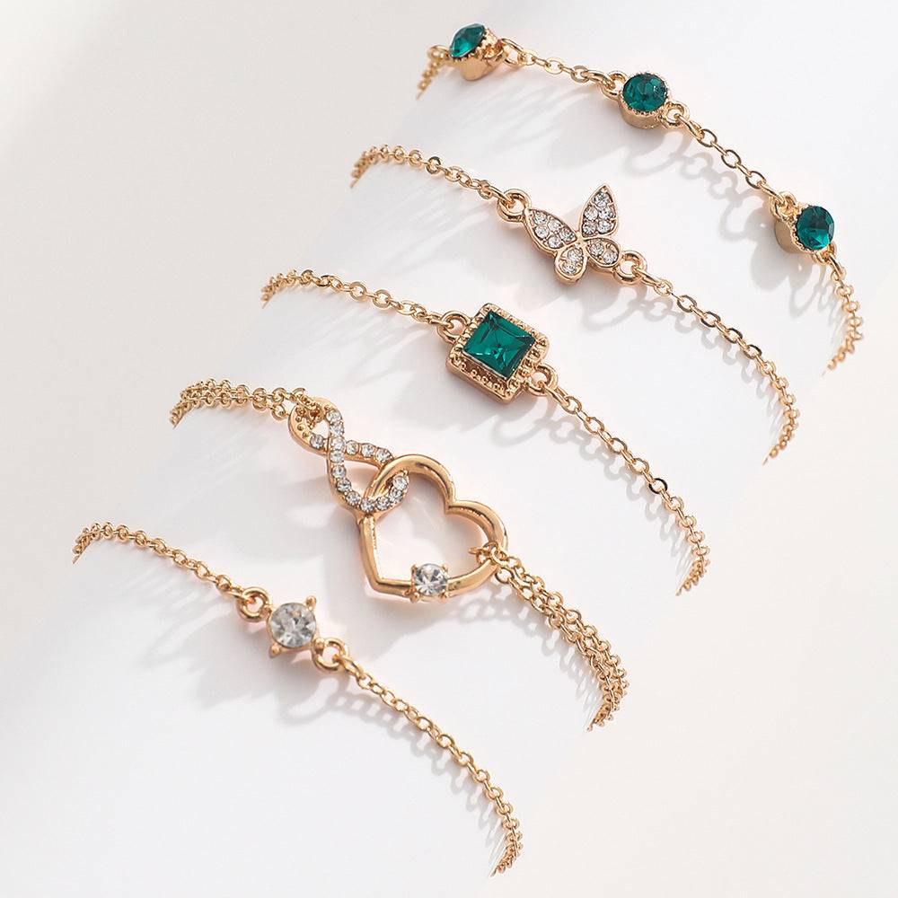 "Playful Green Crystal Bracelet Set"