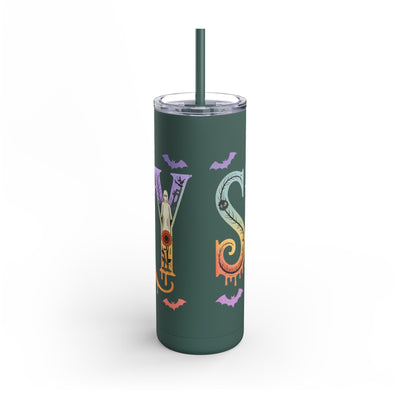 Tumbler: Colorful Spooky Halloween Tumbler, Perfect for Fall Parties, Spooky Season Drinkware, Cat & Pumpkin Design, Eco-Friendly Gift