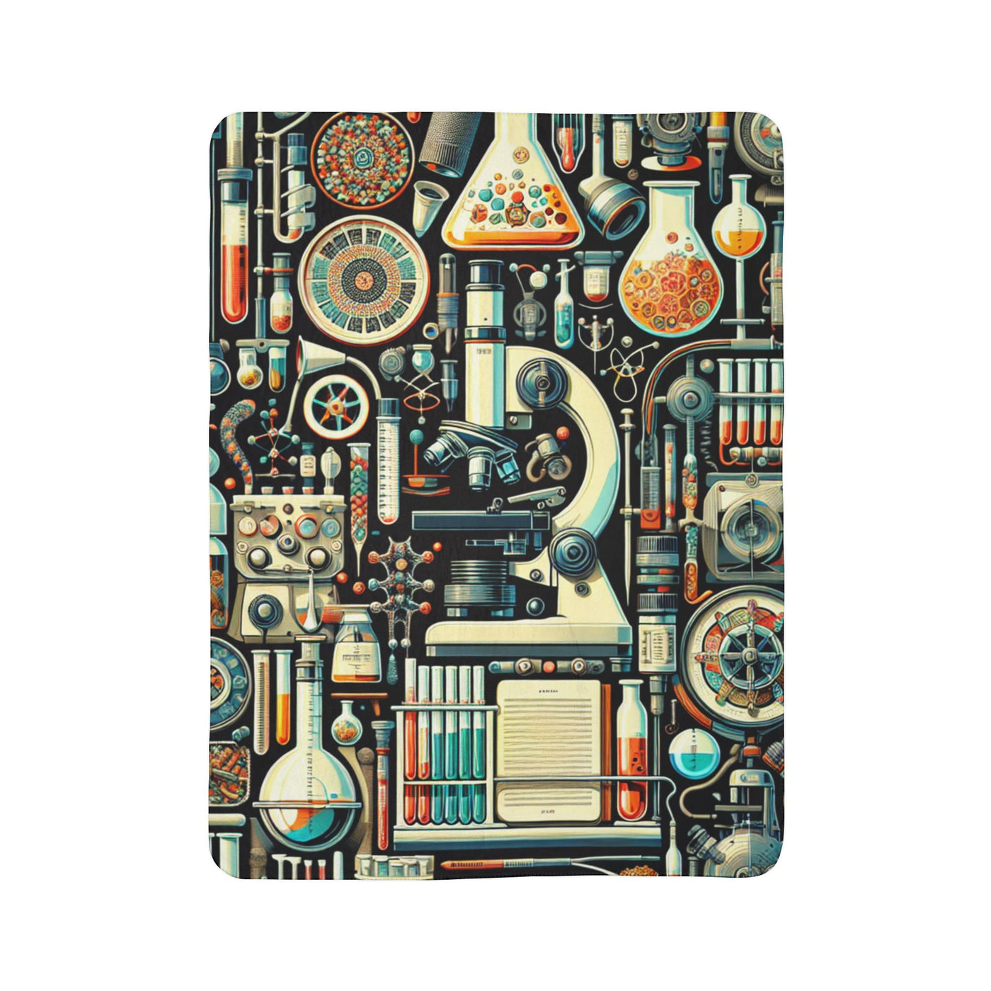 Science-Themed Fleece Sherpa Blanket - Cozy Lab Design for Students and Scientists