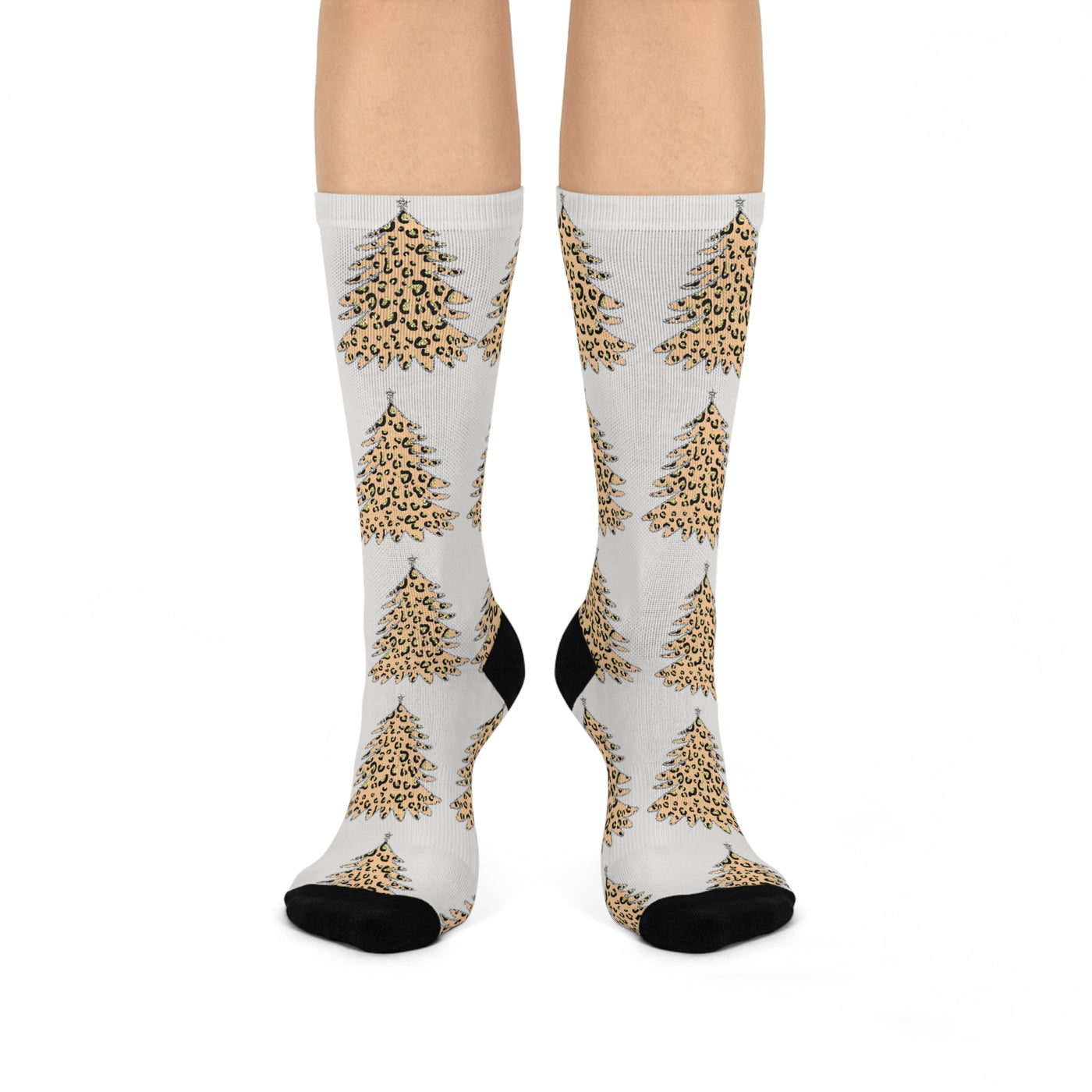 Crew Socks: Leopard Print Christmas Tree