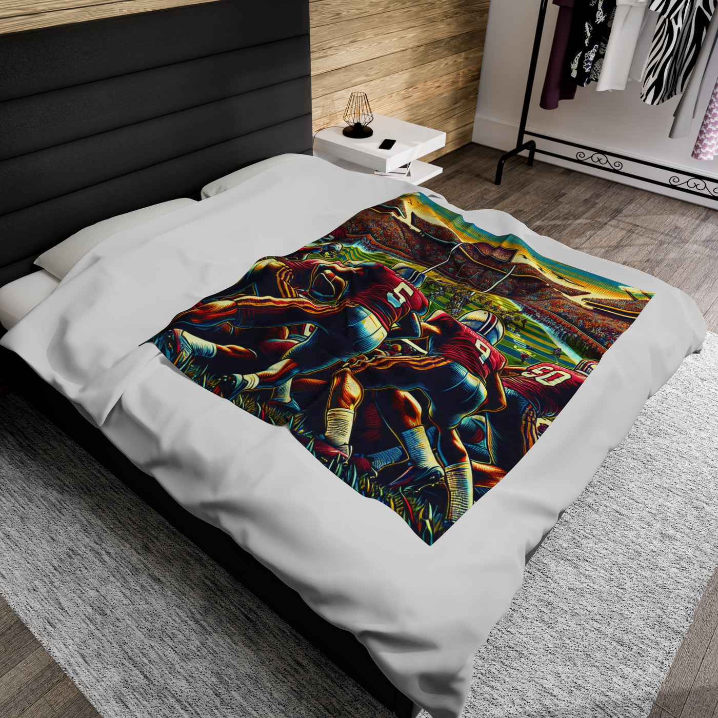Blanket: Vintage Football Velveteen Plush Blanket (Your Football Team MTO)