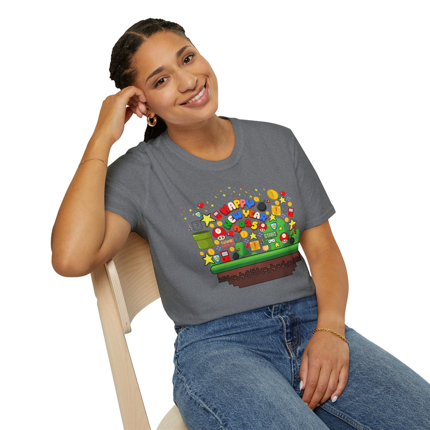 T-Shirt: Happy New Year Gamer Design | Retro