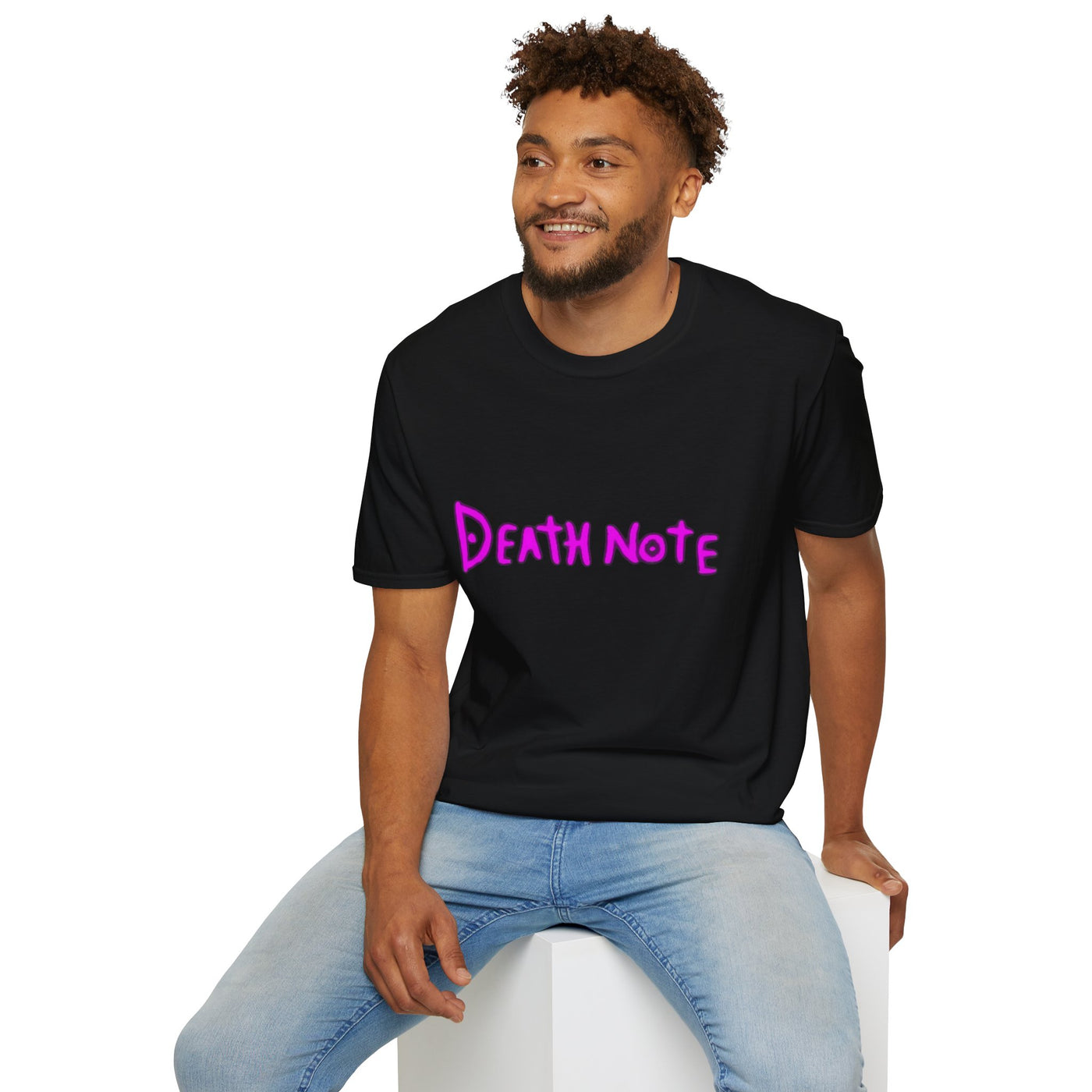T-Shirt: Pink Death Note-Inspired Unisex Softstyle T-Shirt | Anime Fanart Apparel, Gift for Geek Culture, Cozy Everyday Wear, Casual Outfit, Pop Culture Merchandise