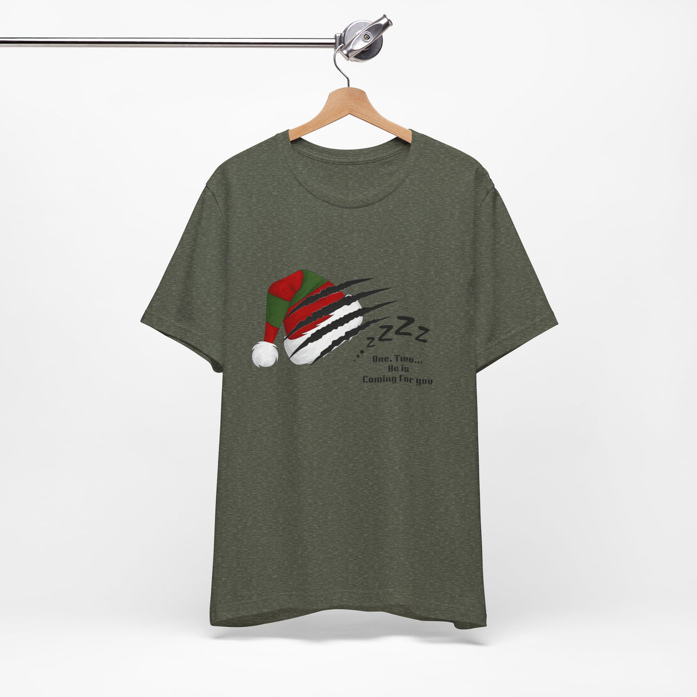 Unisex t-shirt with a Nightmare on Elm Street holiday graphic.
