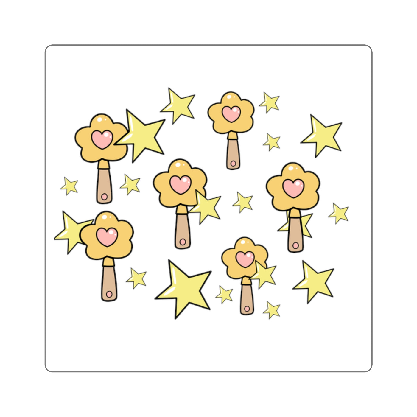 Square Sticker: Yellow Magical Wand Design