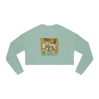 Sweatshirt: Autumn comforts with Kitties & Books - Cropped
