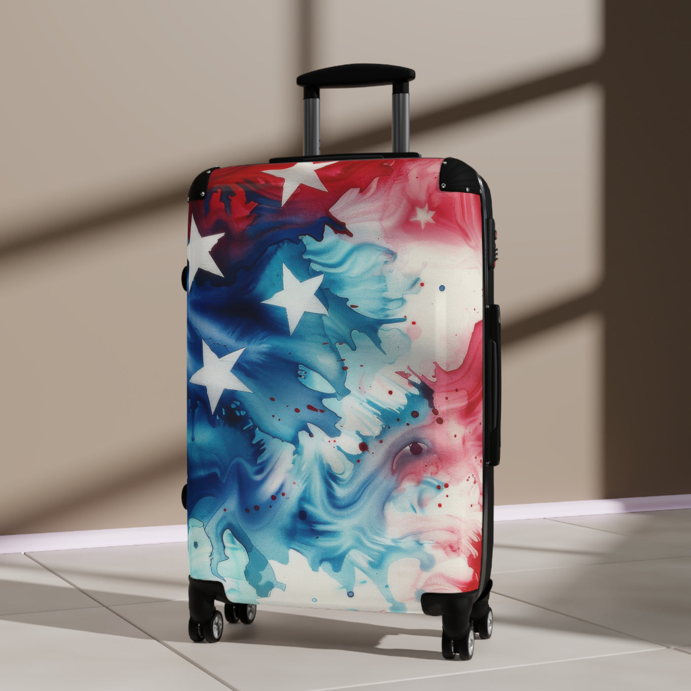 Suitcase: Patriotic Suitcase - Red, White & Blue Luggage, Travel Gear, Funny Gift for Travelers, Fourth of July, Summer Vacation