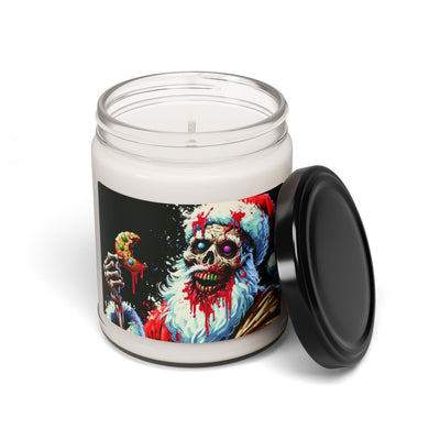 Soy Candle - Funny and Creepy Zombie Santa Design, 9oz