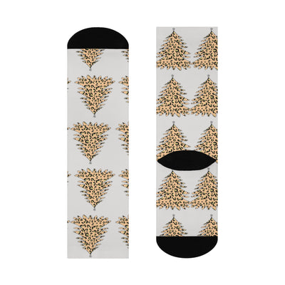 Crew Socks: Leopard Print Christmas Tree