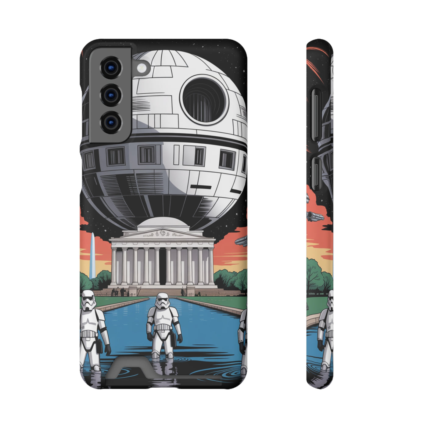 Phone Case: Galaxy-Inspired Phone Case with Card Holder, Space-Themed Gift, Star Wars-Inspired Design, Geek Accessories, Unique Phone Cover
