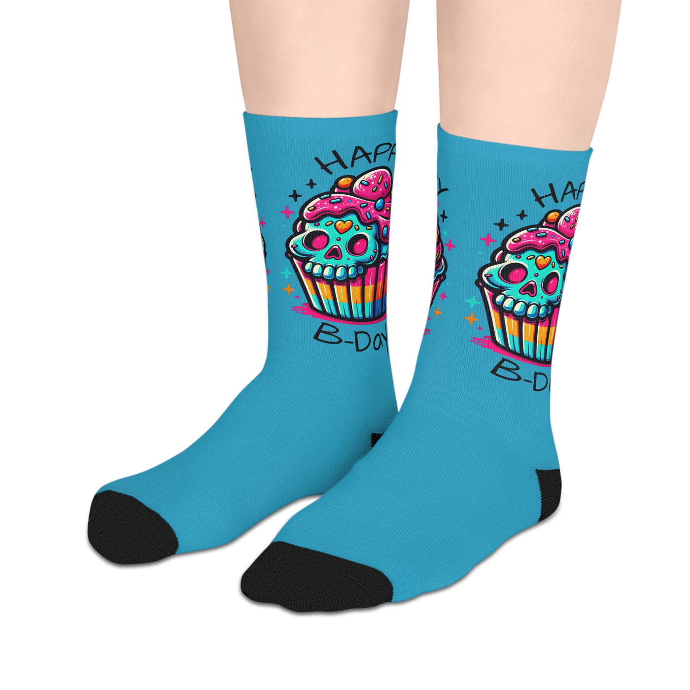Socks: Happy Birthday Skull Cupcake Personalized Socks