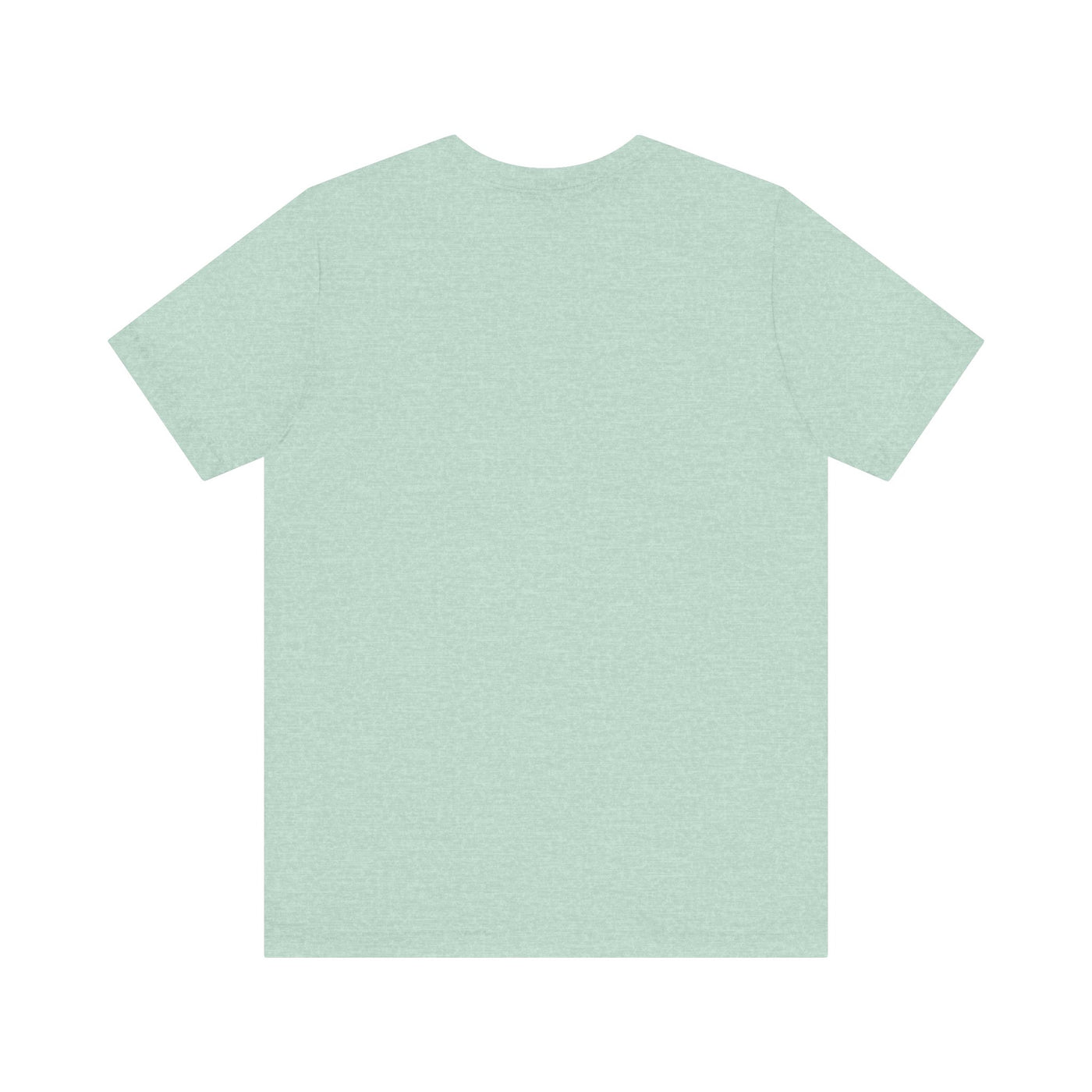 A light green unisex t-shirt with a crew neck and short sleeves.