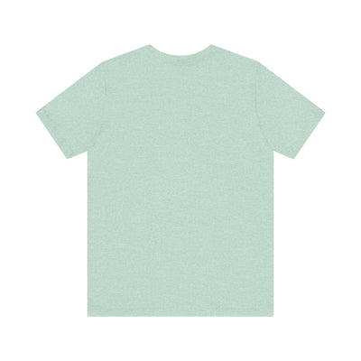A light green unisex t-shirt with a crew neck and short sleeves.