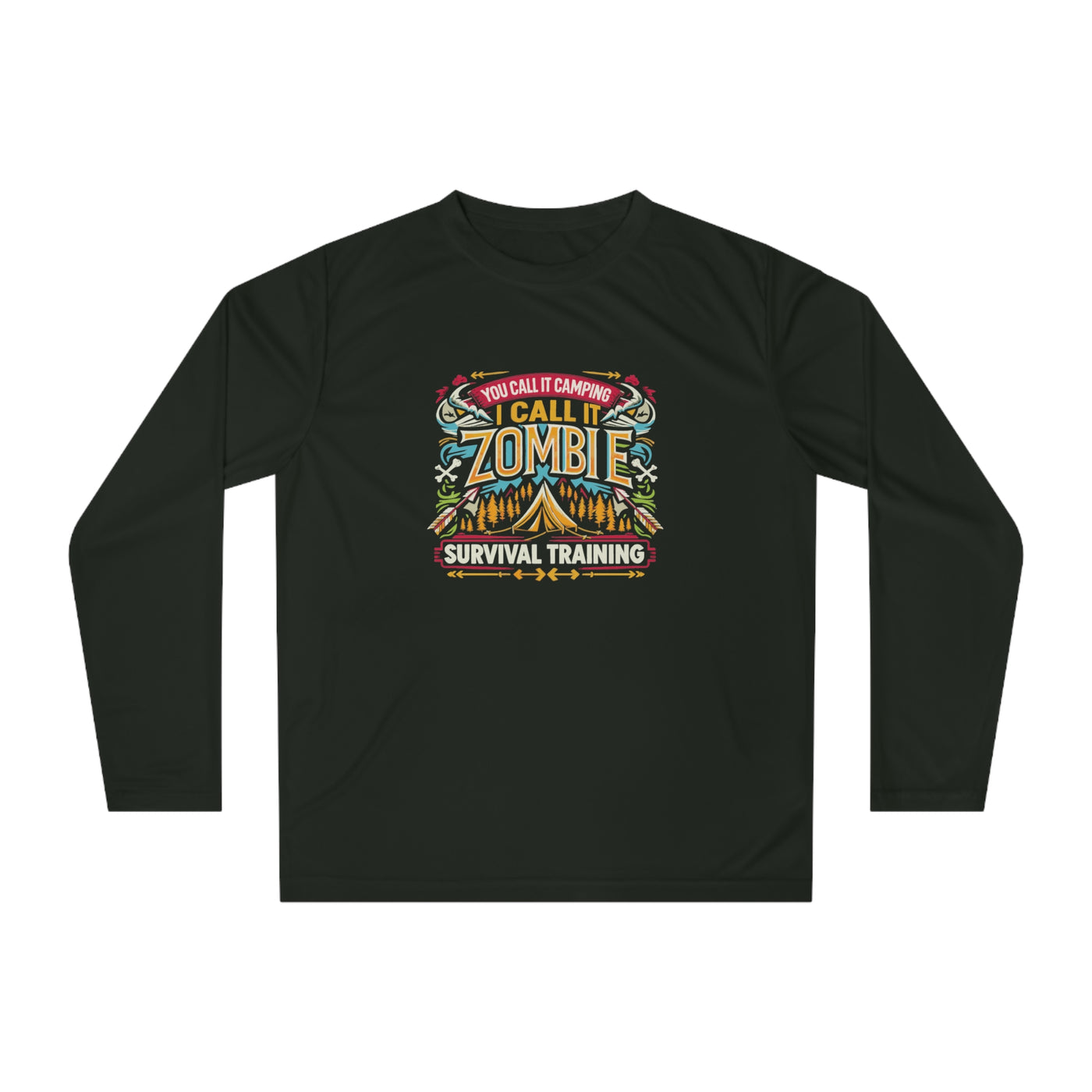 Long Sleeve Shirt: Unisex Performance Long Sleeve Shirt Zombie Survival