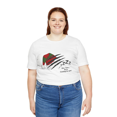 Unisex white t-shirt with a Nightmare on Elm Street holiday graphic.