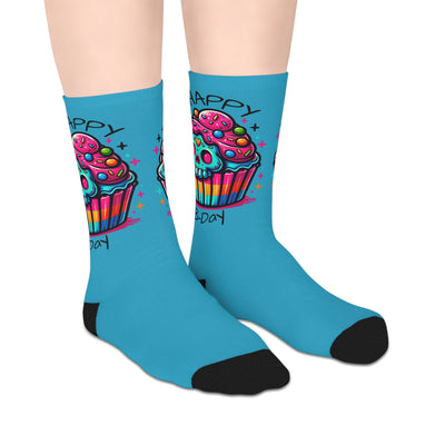 Socks: Happy Birthday Skull Cupcake Personalized Socks
