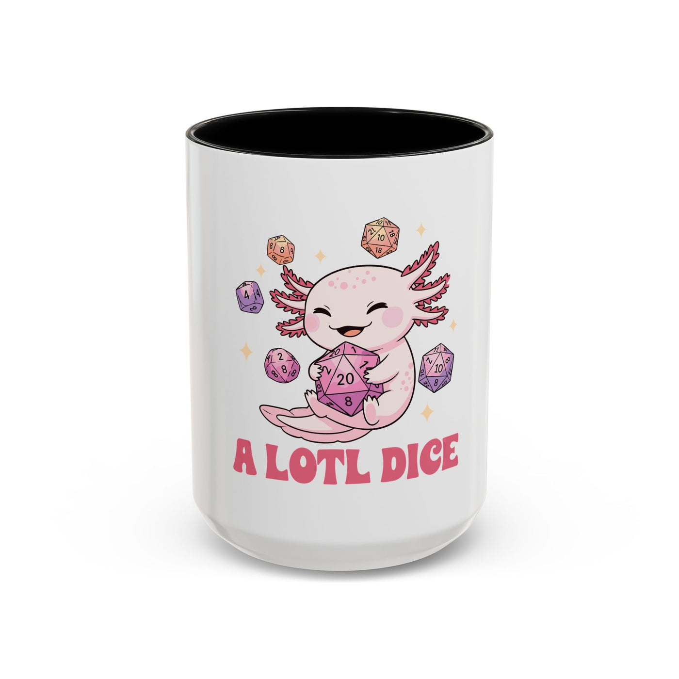 Mug: Cute Axolotl Dice Coffee Mug - Perfect for Gamers, D&D Lovers, Gifts, & Collectibles