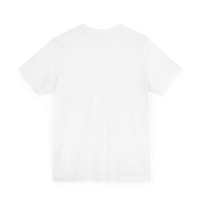 A white, short-sleeved t-shirt with a crew neck.