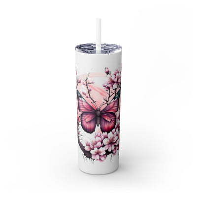 Tumbler: Butterfly Blossom Skinny 20oz Tumbler, Floral Drinkware