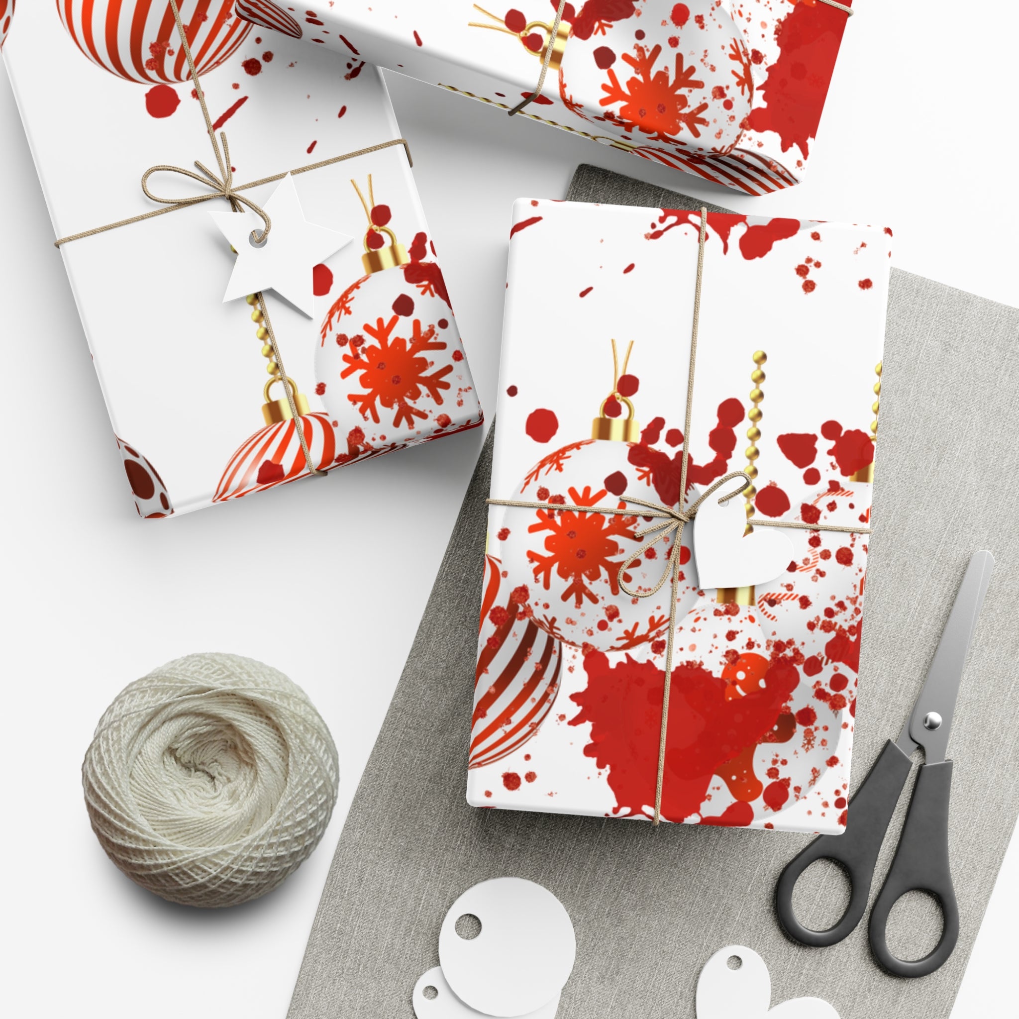 Wrapping Paper: Bloody Baubles | Holiday Crime Theme