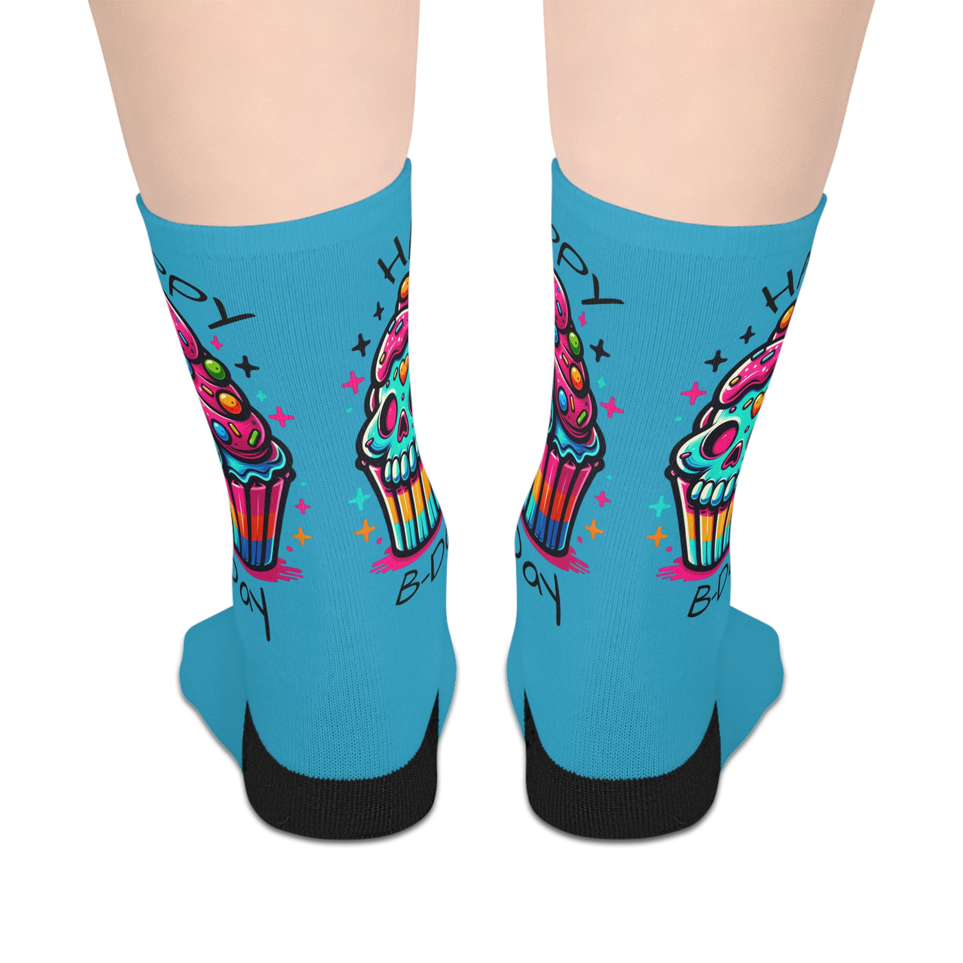 Socks: Happy Birthday Skull Cupcake Personalized Socks