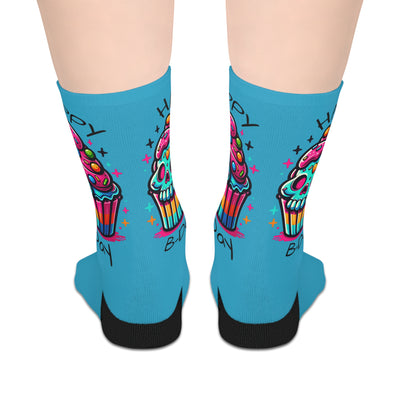 Socks: Happy Birthday Skull Cupcake Personalized Socks