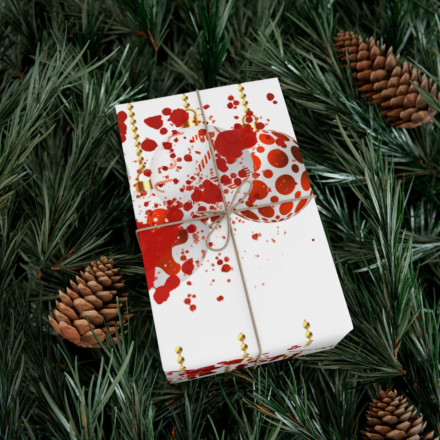 Wrapping Paper: Bloody Baubles | Holiday Crime Theme