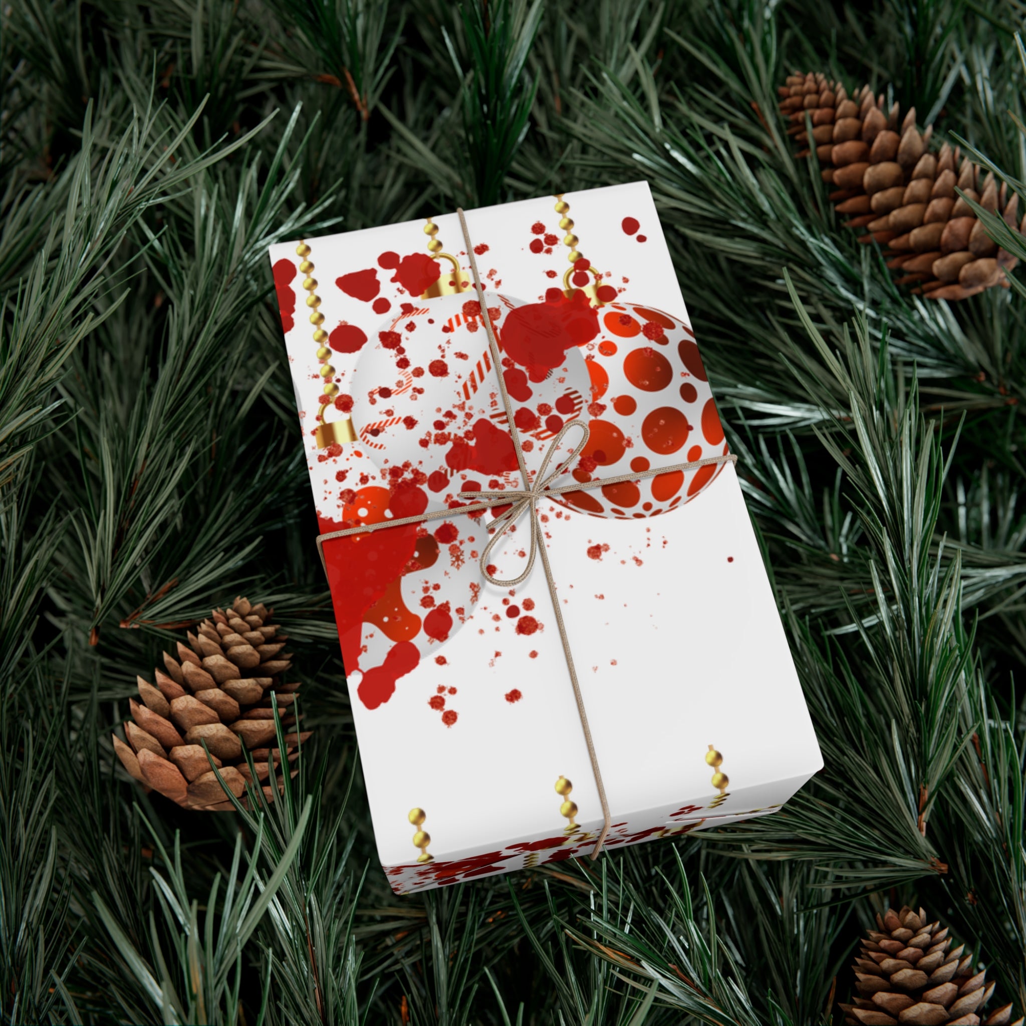 Wrapping Paper: Bloody Baubles | Holiday Crime Theme