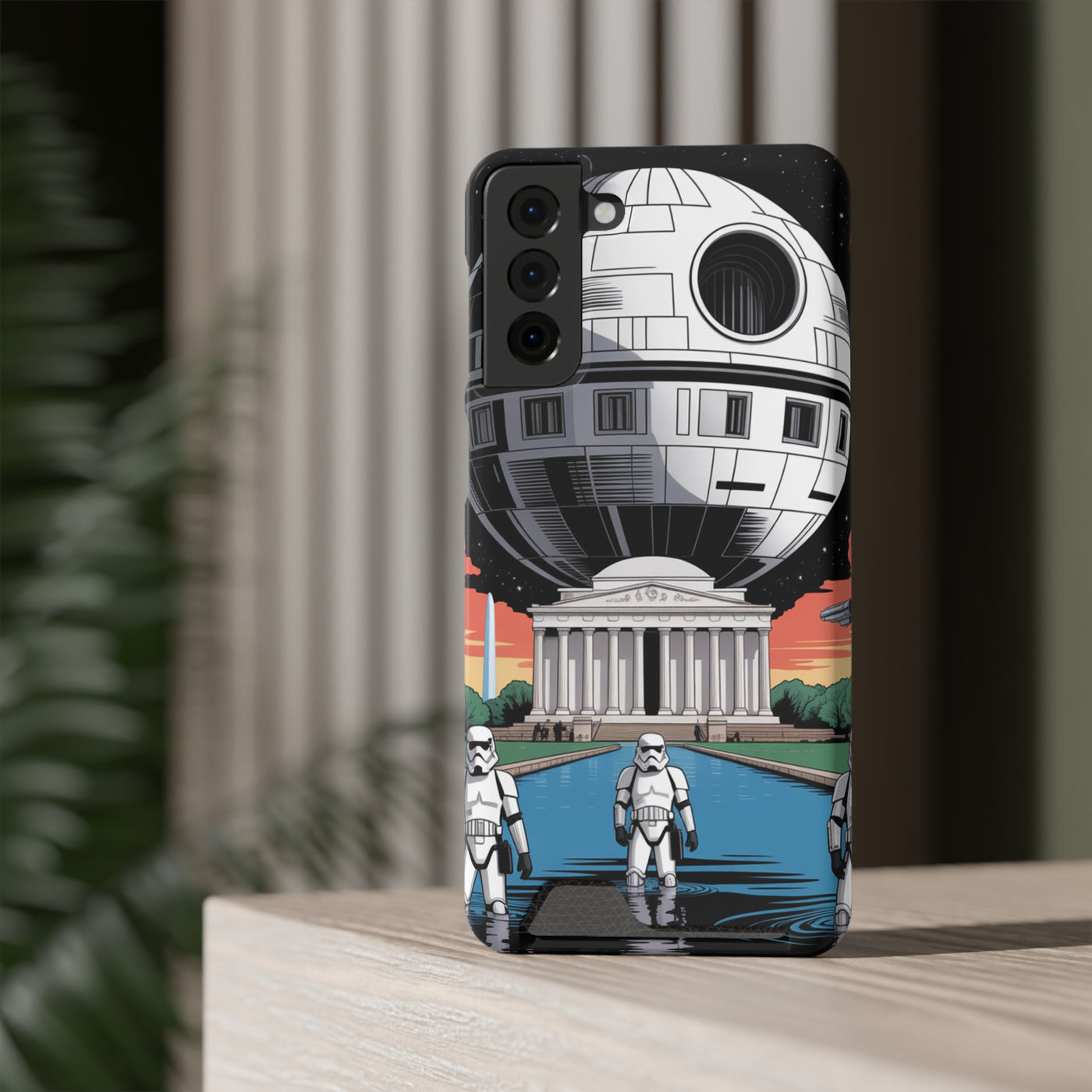 Phone Case: Galaxy-Inspired Phone Case with Card Holder, Space-Themed Gift, Star Wars-Inspired Design, Geek Accessories, Unique Phone Cover