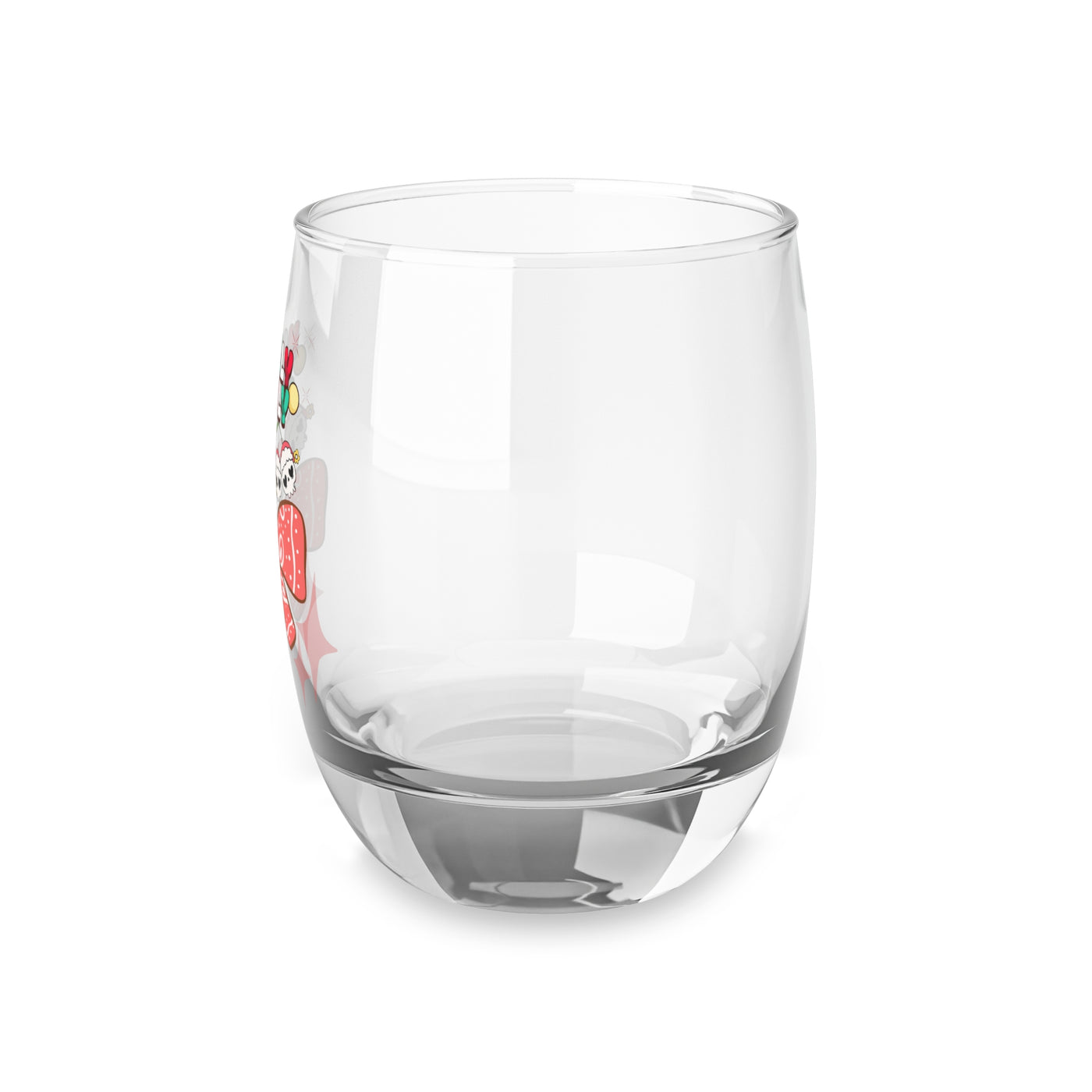 Holly Jolly Cherry Skulls whiskey glass with a festive design.