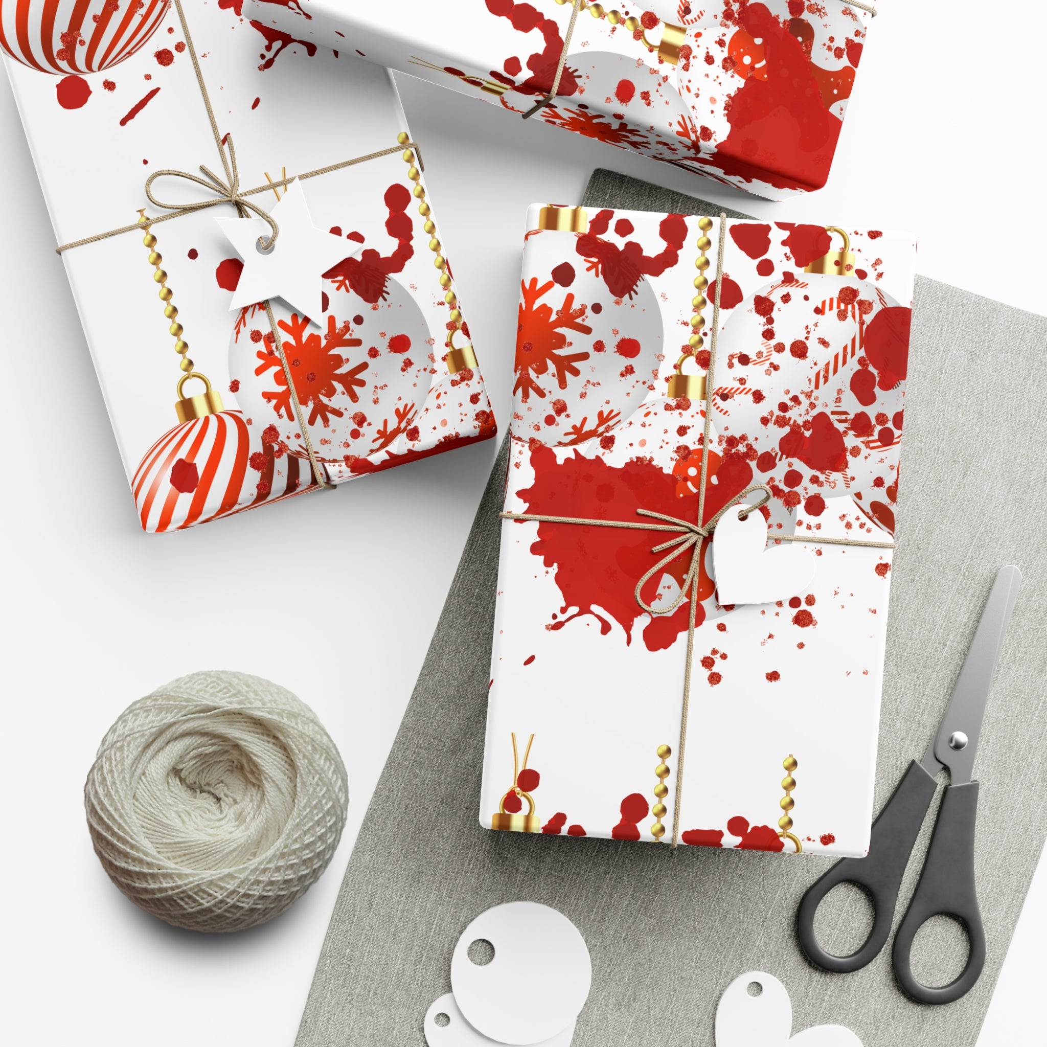 Wrapping Paper: Bloody Baubles | Holiday Crime Theme