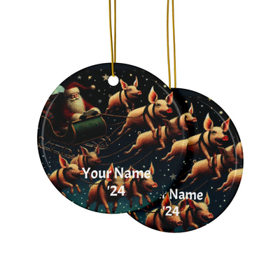 Ceramic Ornaments - When Pigs Fly Personalized Ornament