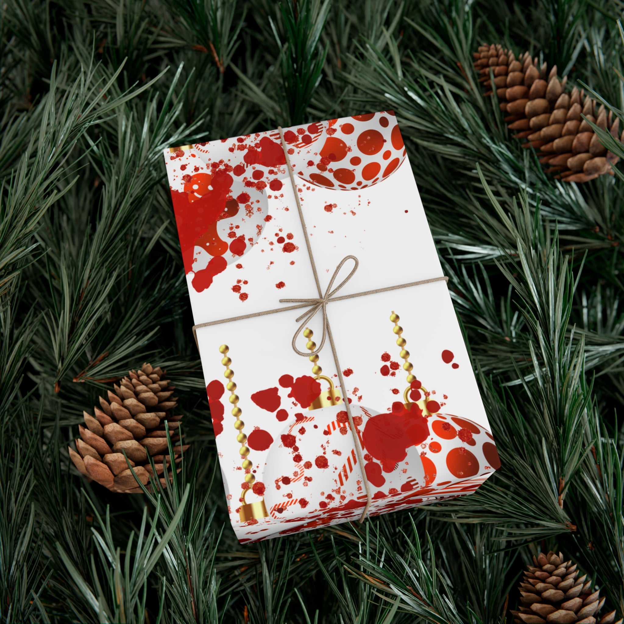 Wrapping Paper: Bloody Baubles | Holiday Crime Theme