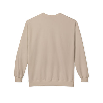 A tan crewneck sweatshirt with long sleeves.