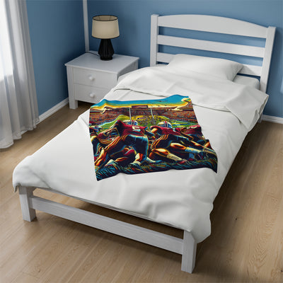 Blanket: Vintage Football Velveteen Plush Blanket (Your Football Team MTO)