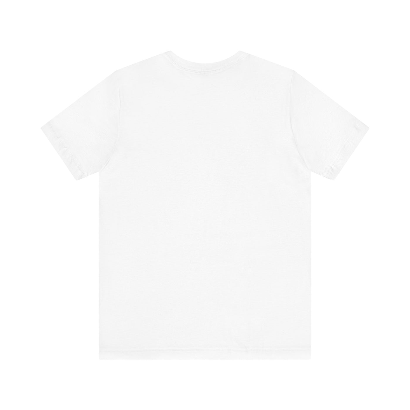 A white unisex t-shirt with a crew neck.