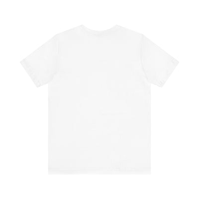A white unisex t-shirt with a crew neck.