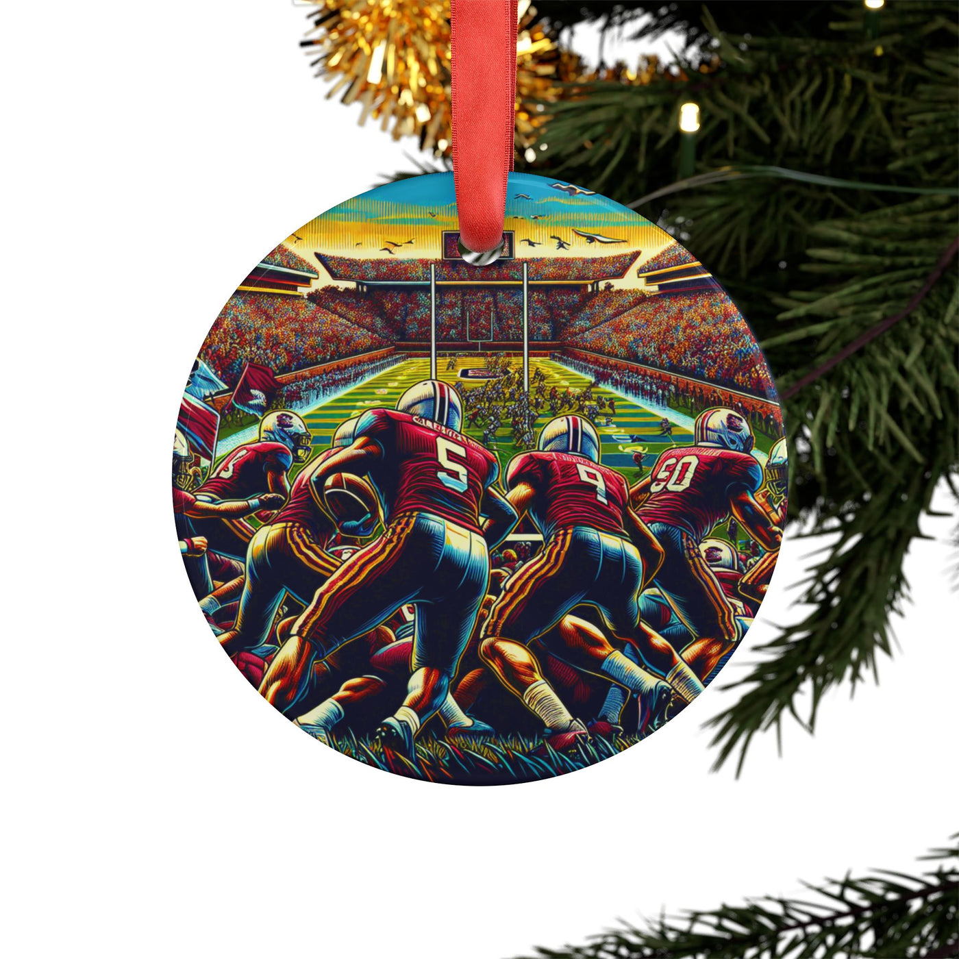 Custom Football Acrylic Ornament with Ribbon - Perfect Sports Gift for Fans