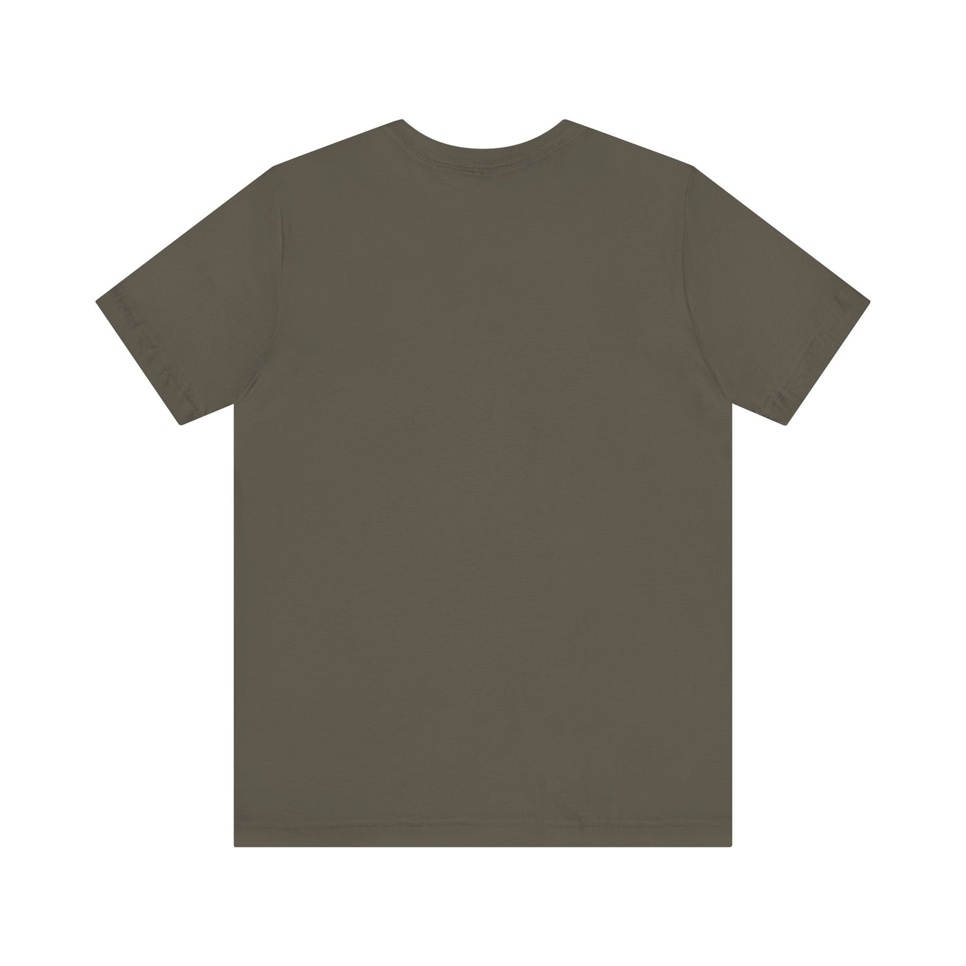 A plain, dark olive green unisex t-shirt.