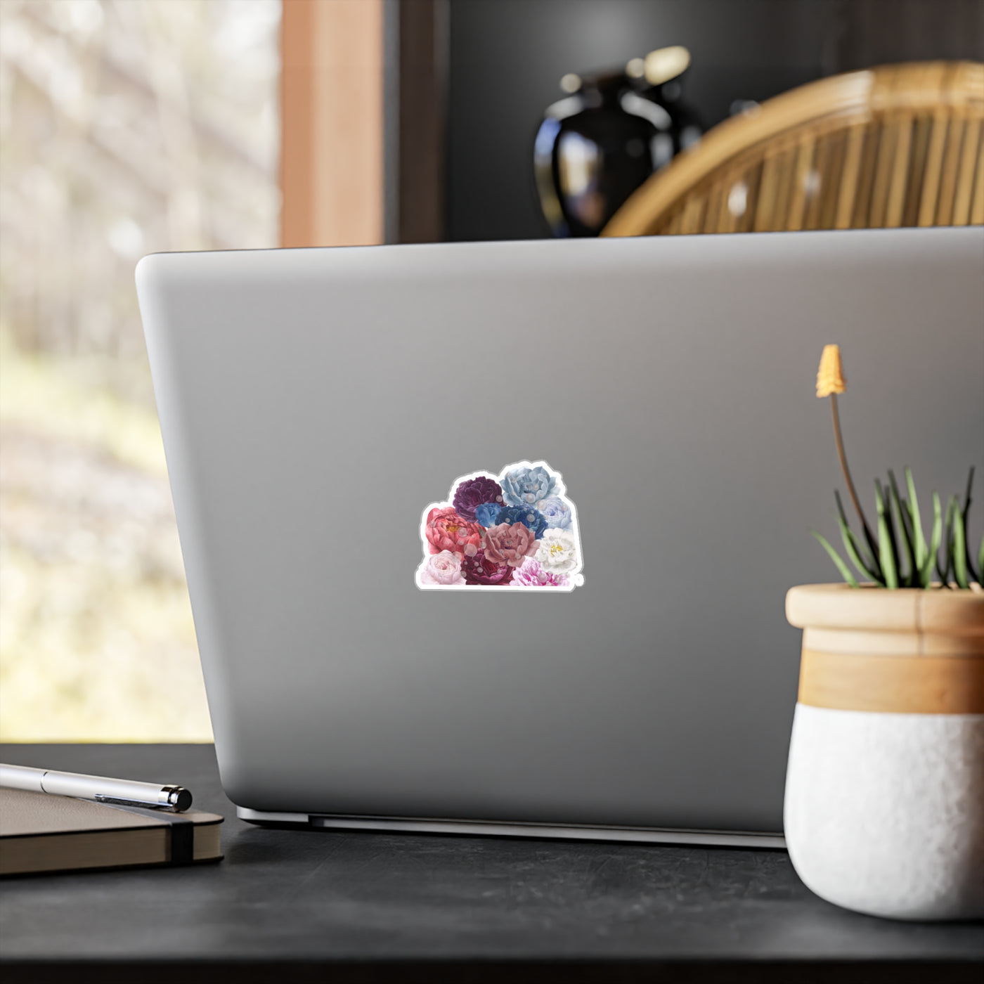 Kiss Cut Stickers: Peonies with Pearls