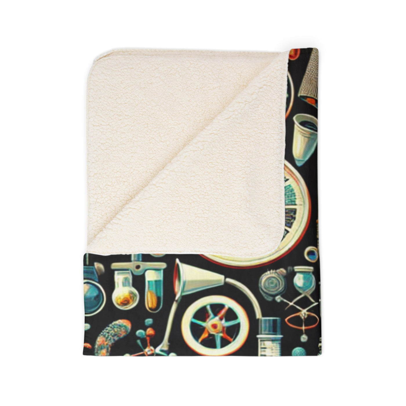 Science-Themed Fleece Sherpa Blanket - Cozy Lab Design for Students and Scientists