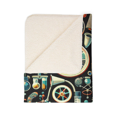 Science-Themed Fleece Sherpa Blanket - Cozy Lab Design for Students and Scientists