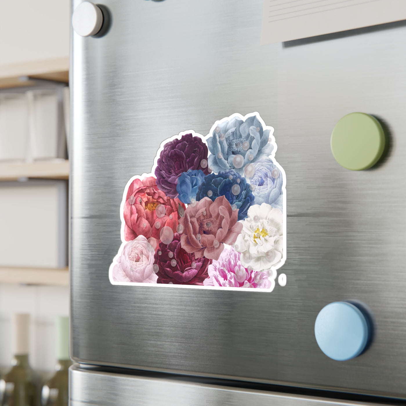 Kiss Cut Stickers: Peonies with Pearls