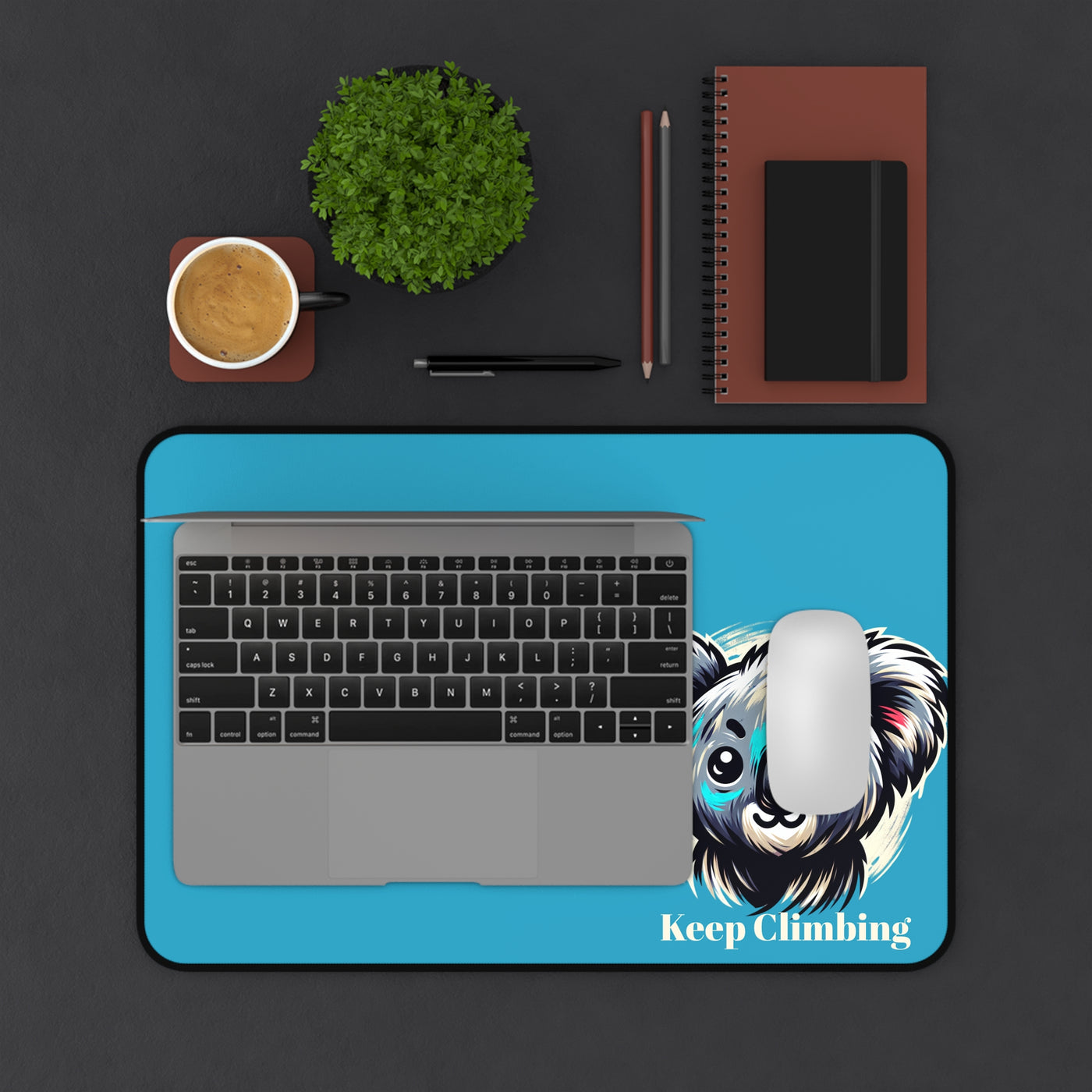 Desk Mat: Koala keeps climbing | Fun Workspace Decor for Home Office