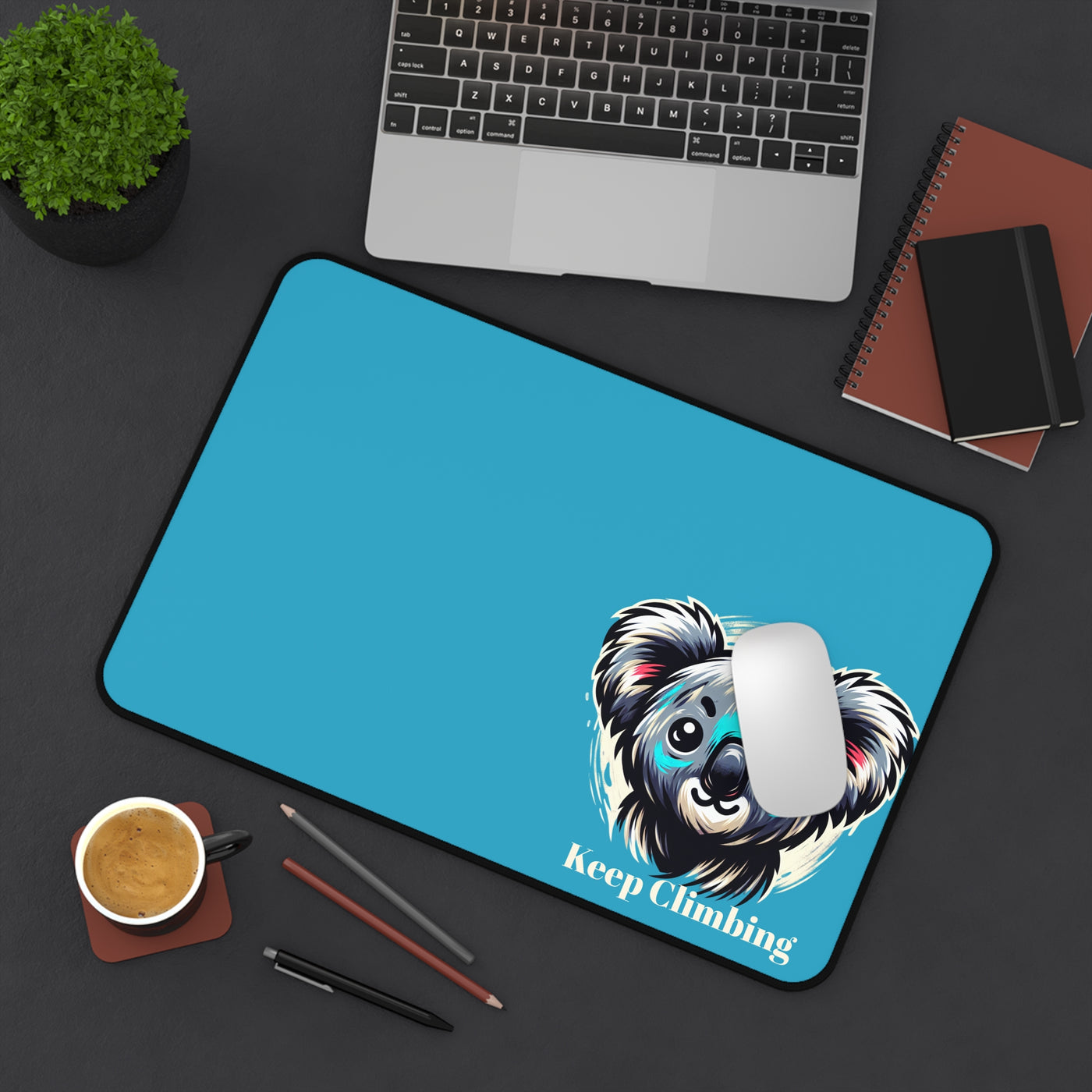 Desk Mat: Koala keeps climbing | Fun Workspace Decor for Home Office