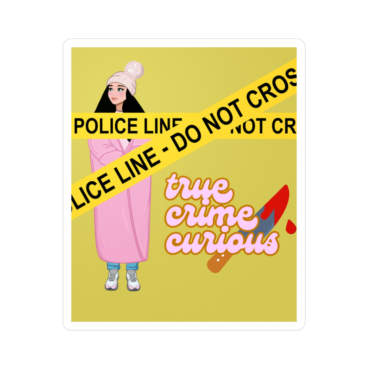 Kiss-Cut Vinyl Decals: True Crime Curious Design