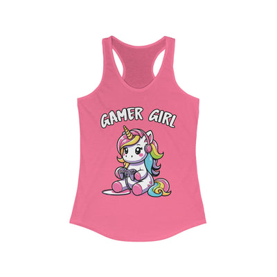 Tank Top: Gamer Girl - Playful Unicorn Racerback Shirt, Cute Gift for Gamers