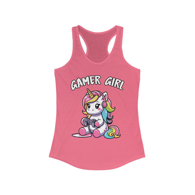 Tank Top: Gamer Girl - Playful Unicorn Racerback Shirt, Cute Gift for Gamers