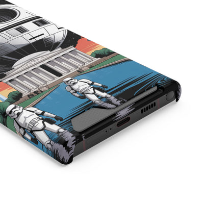 Phone Case: Galaxy-Inspired Phone Case with Card Holder, Space-Themed Gift, Star Wars-Inspired Design, Geek Accessories, Unique Phone Cover
